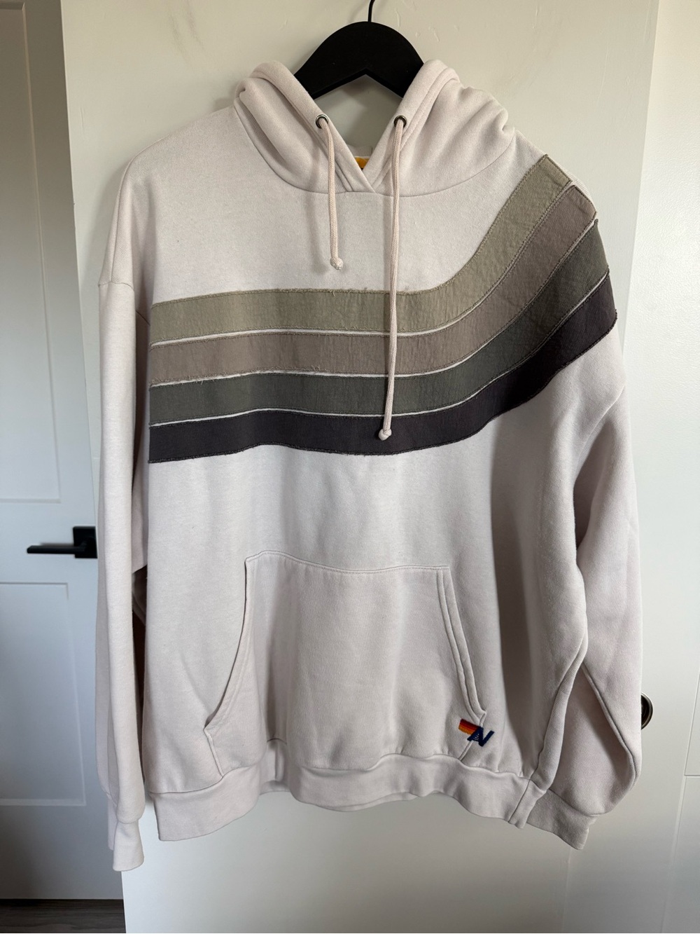Aviator Nation Wave Stripe 4 Pullover Hoodie Relaxed Size Large Unisex